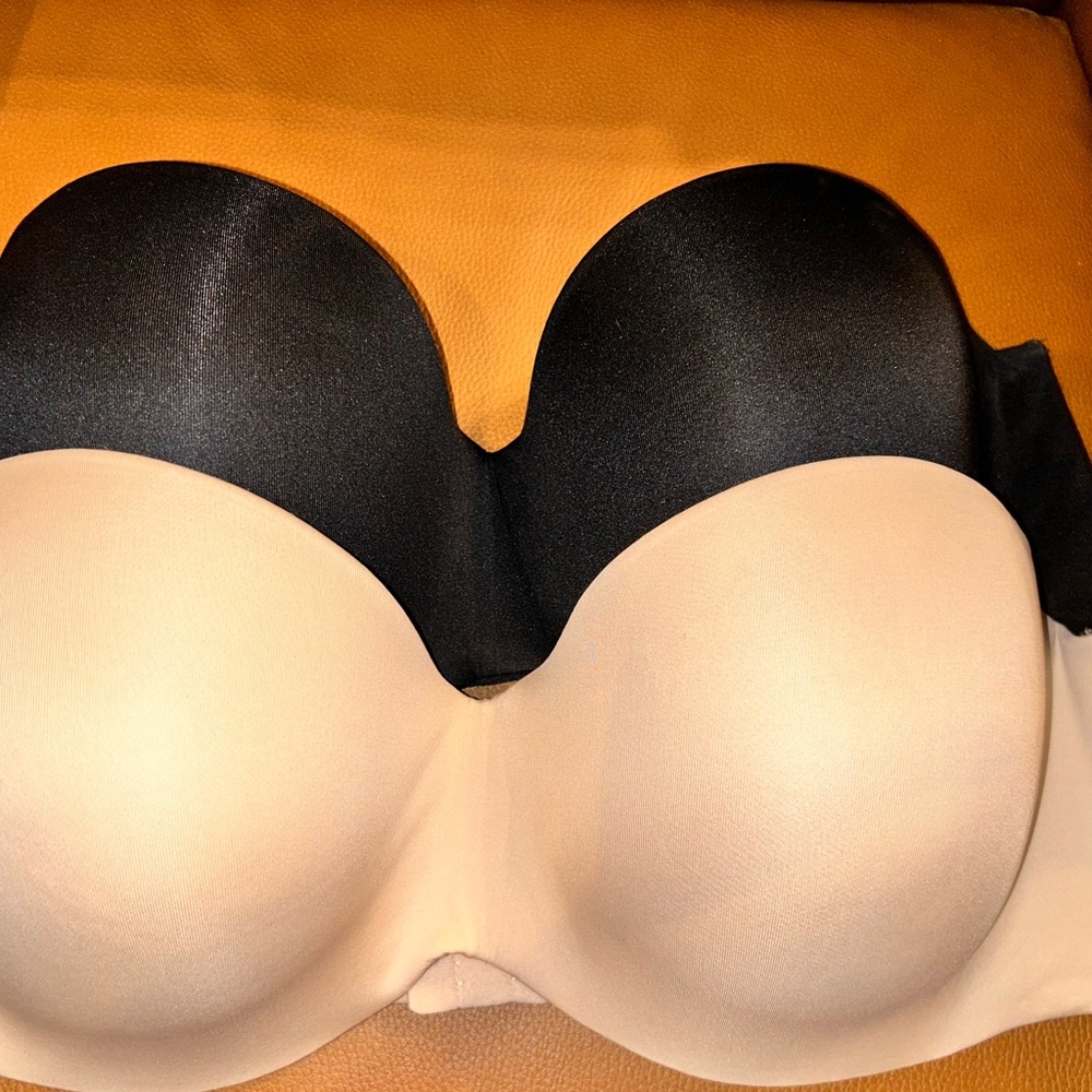 2 bras! Smooth Black and Cream Strapless Bra